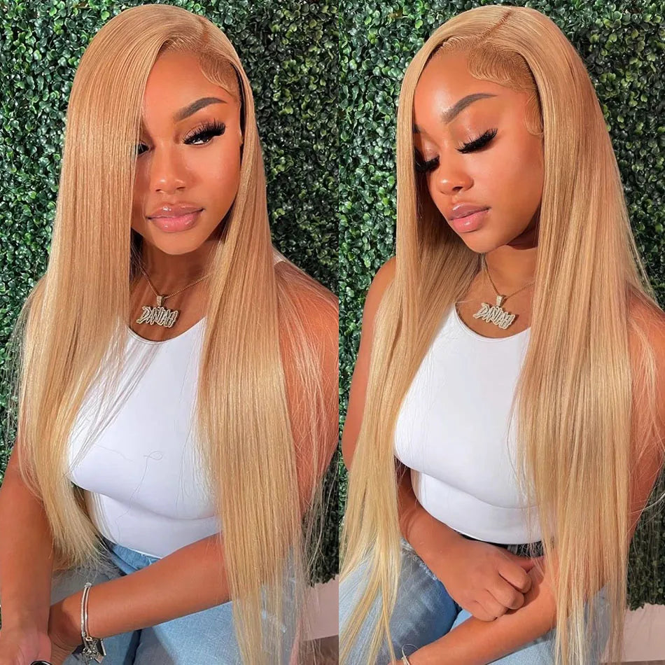 IDHERE #27 Honey Blonde Lace Front Wigs Human Hair Straight 13x4 HD Lace Front Wigs Human Hair