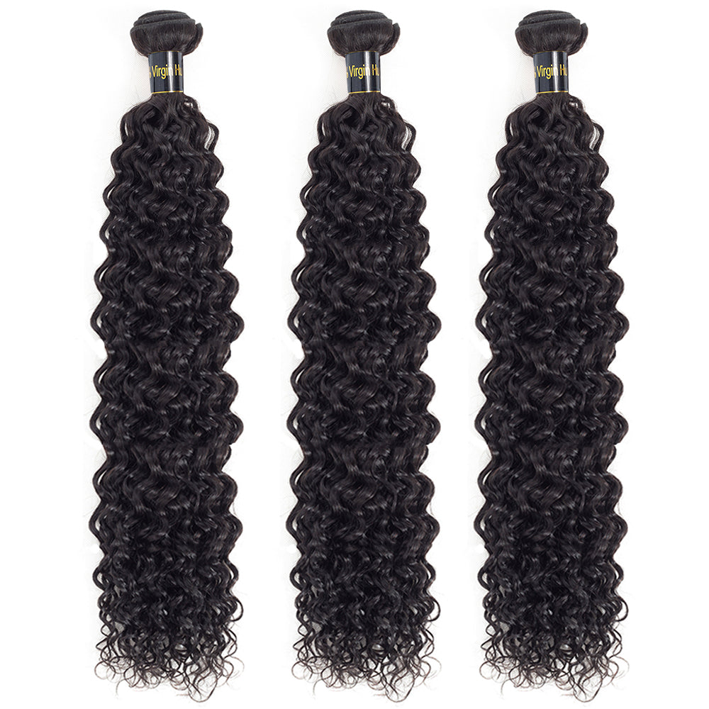 IDHERE Water Wave Bundles Human Hair Curly Bundles 14A Brazilian Virgin Human Hair 3 Bundles