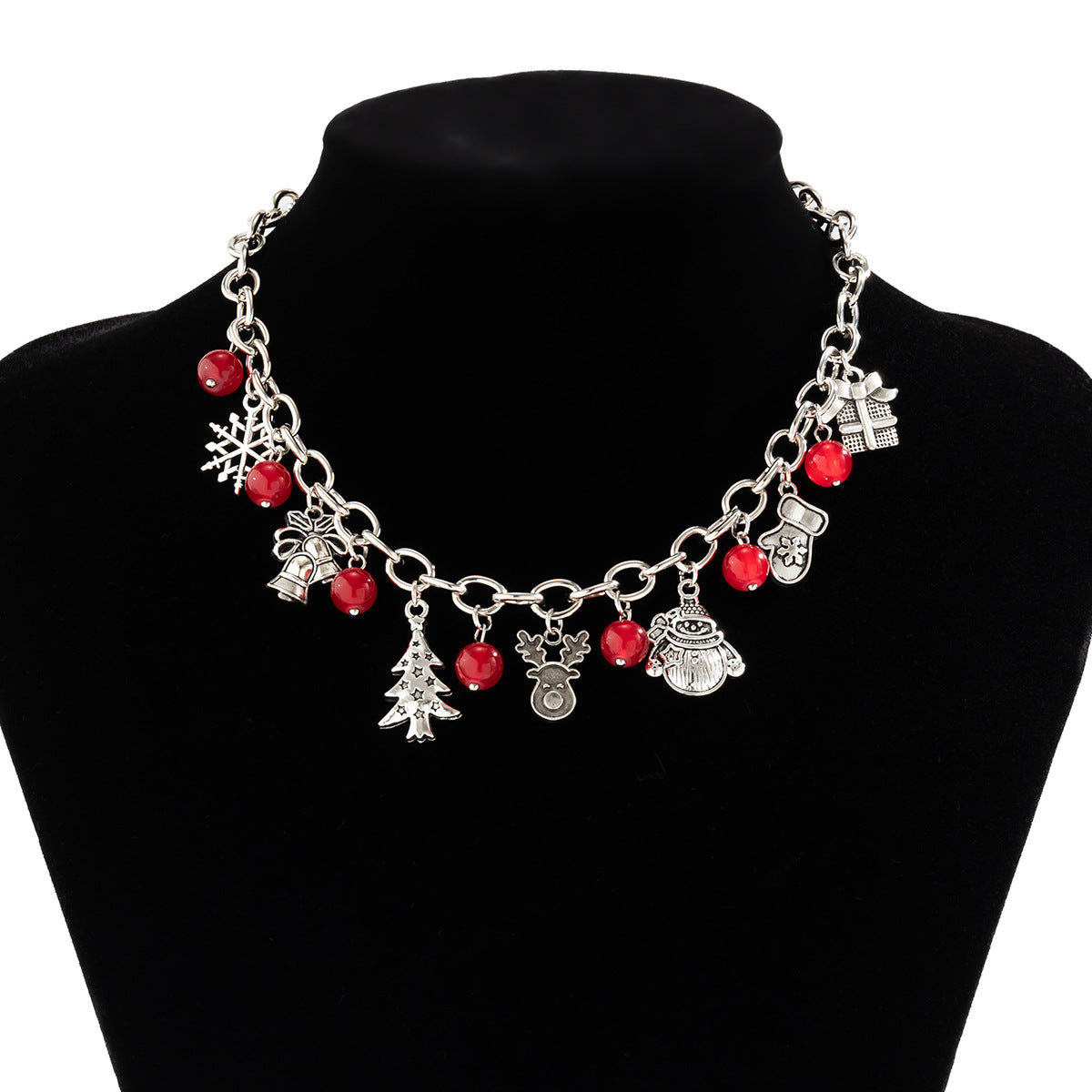 IDHERE 2PCS Christmas Tree Bell Holiday Festive Women Jewelry Necklace Bracelet Set 2024 New Arrival