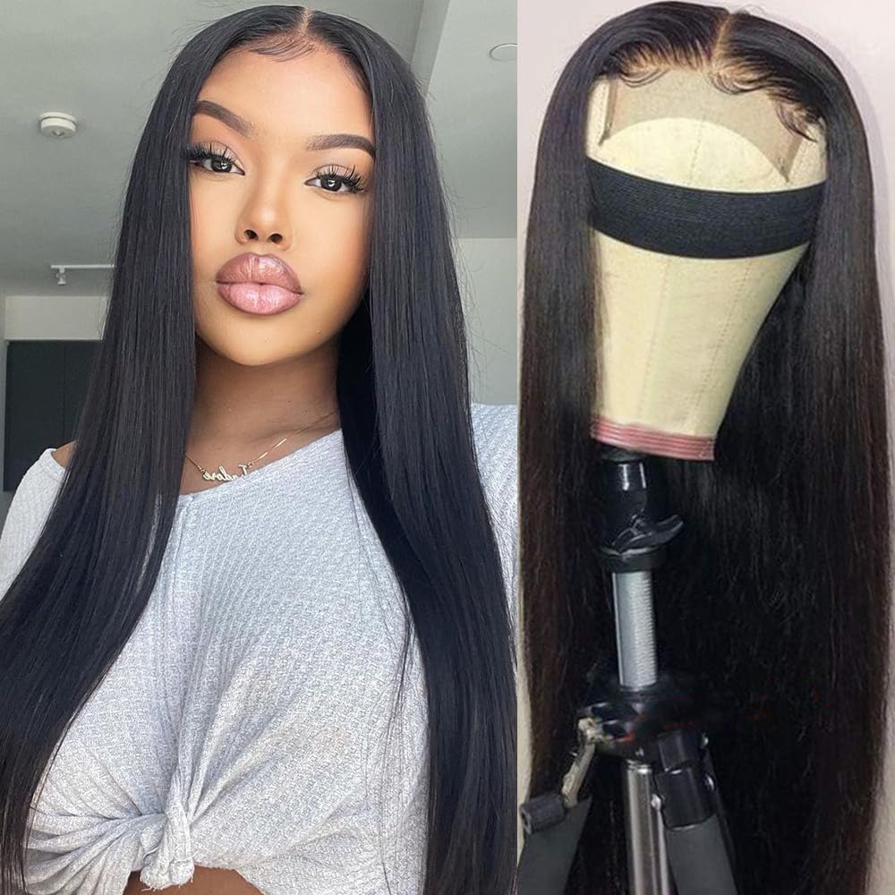 IDHERE Straight Lace Front Wigs Human Hair for Women 4x4 HD Transparent Lace Closure Wigs