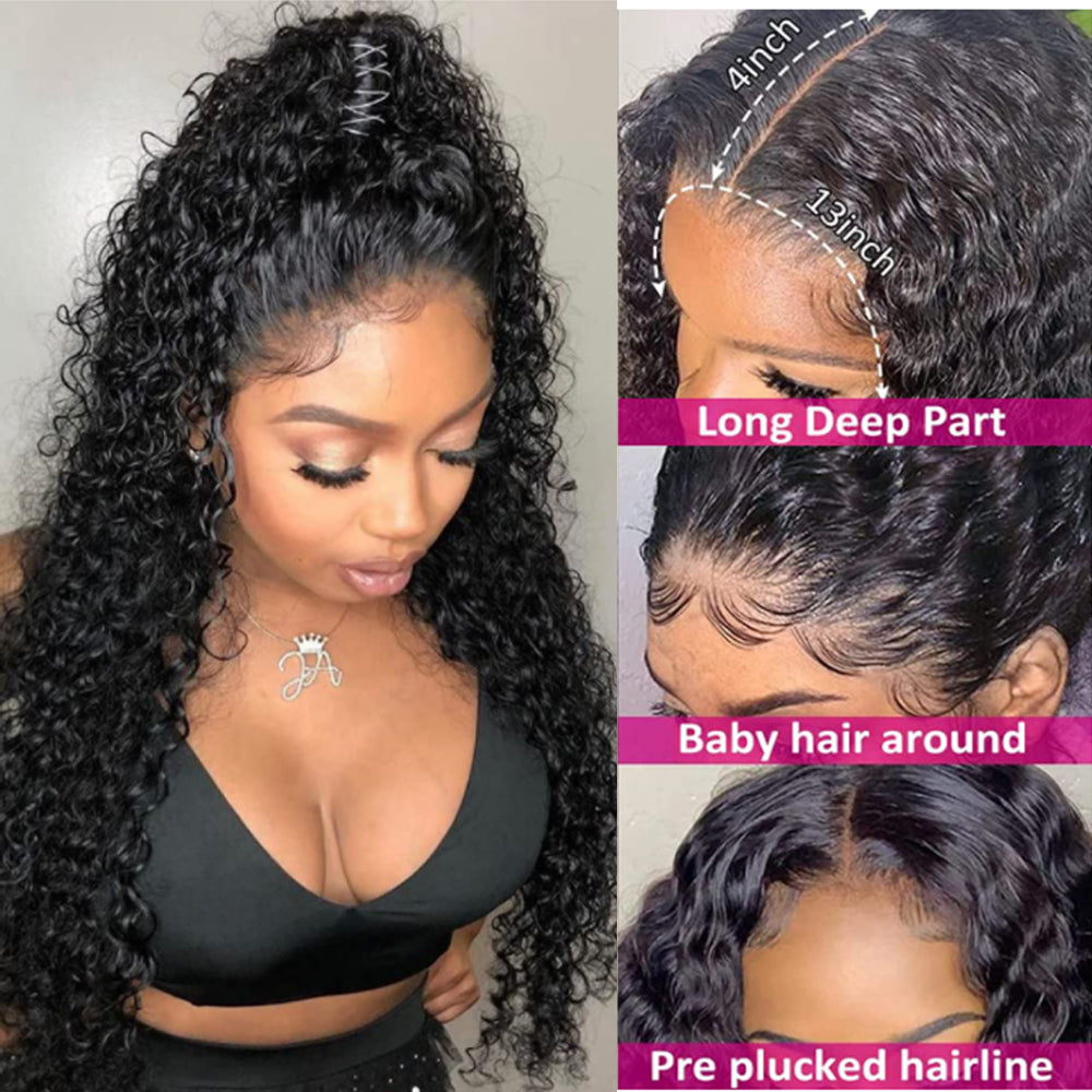 IDHERE Water Wave Lace Front Wigs Human Hair Wigs For Black Women HD 13x4 Glueless Lace Front Wigs