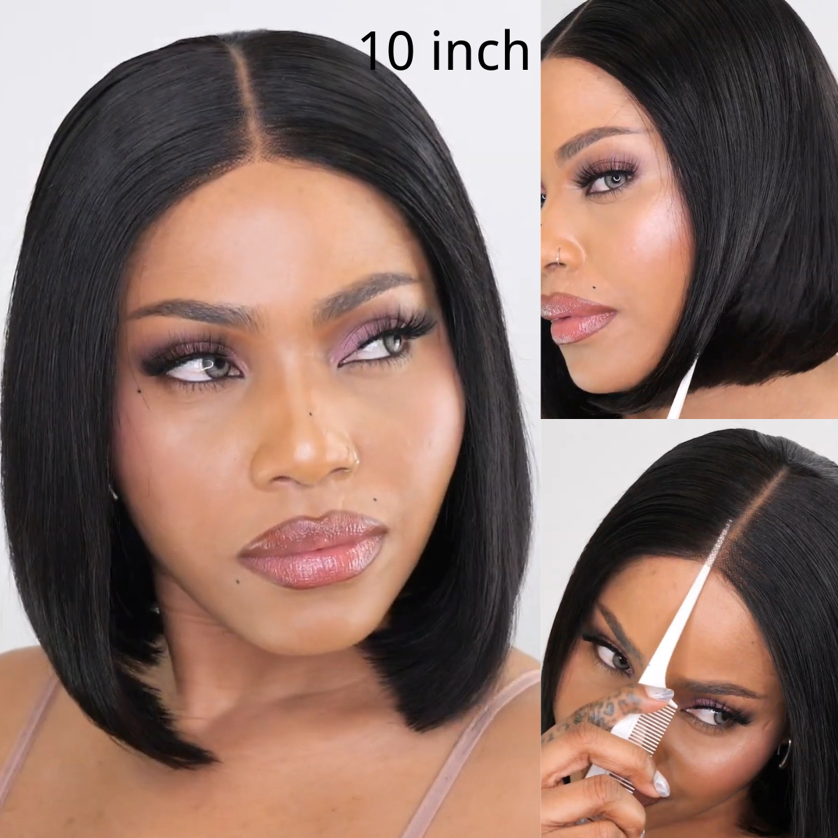 IDHERE 12A Bone Hair Series Bob Wig Series 5X5 Lace Glueless Bob Wig with Removable Front Bangs Human Hair for Black Women