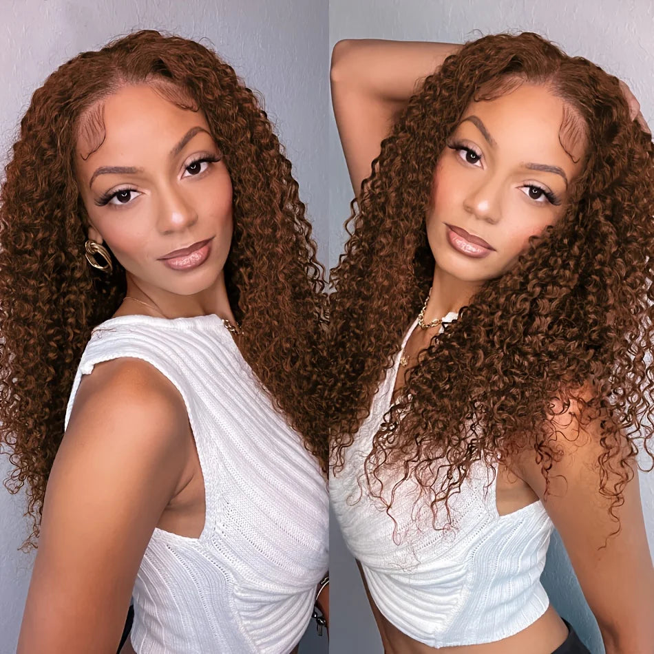 IDHERE Chocolate Brown Wig Human Hair 13x4/13x6 Curly Wig Deep Wave Human Hair Wigs