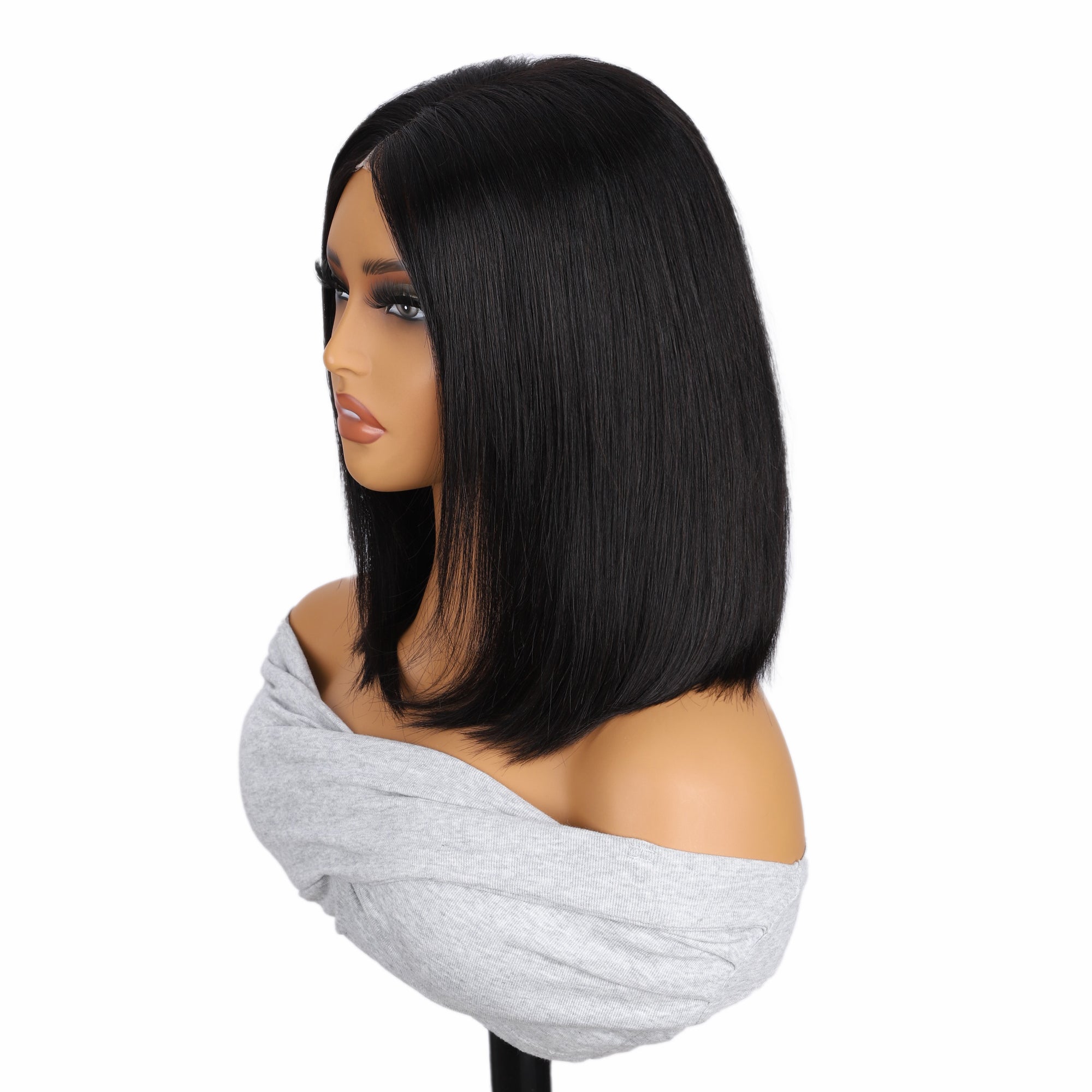 IDHERE Glueless Bob 5X5 Lace Wigs Pre Plucked Straight Closure Virgin Human Hair