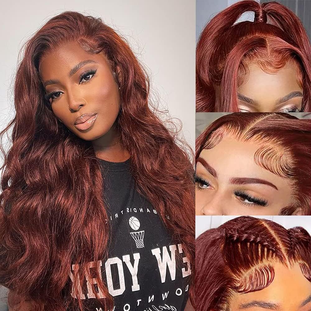 IDHERE Reddish Brown Lace Front Wigs Human Hair 13x4 Body Wave Wigs Human Hair Wig
