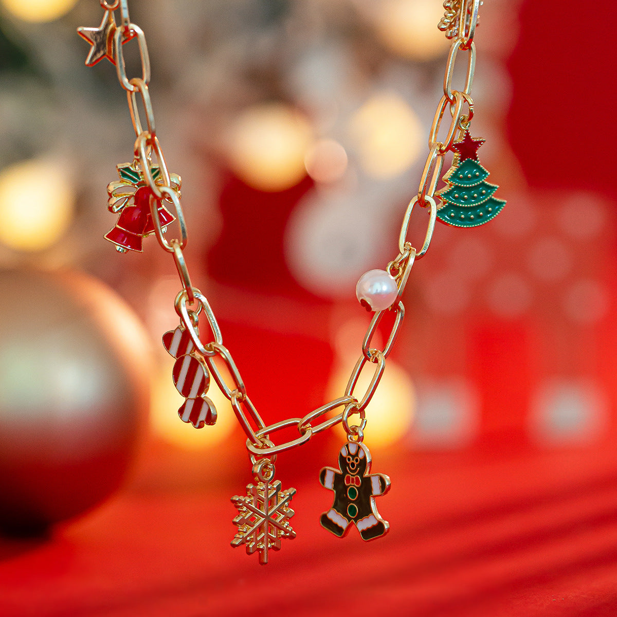 IDHERE 5PCS Christmas Tree Snowflakes Holiday Festive Women Jewelry Necklace Bracelet earrings Set Gift