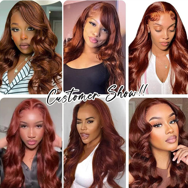 IDHERE Reddish Brown Lace Front Wigs Human Hair 13x4 Body Wave Wigs Human Hair Wig