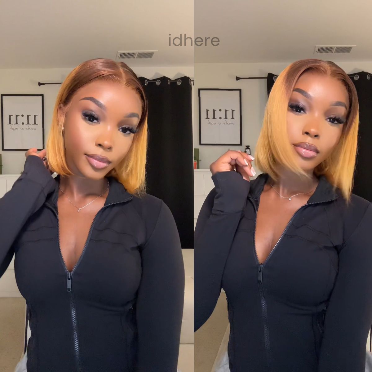 IDHERE 12A Bone Hair Series Highlight Ombre Bob Wig Human Hair 5x5 Closure Wigs T4/27 Colored Honey Blonde Lace Front Human Hair Wig
