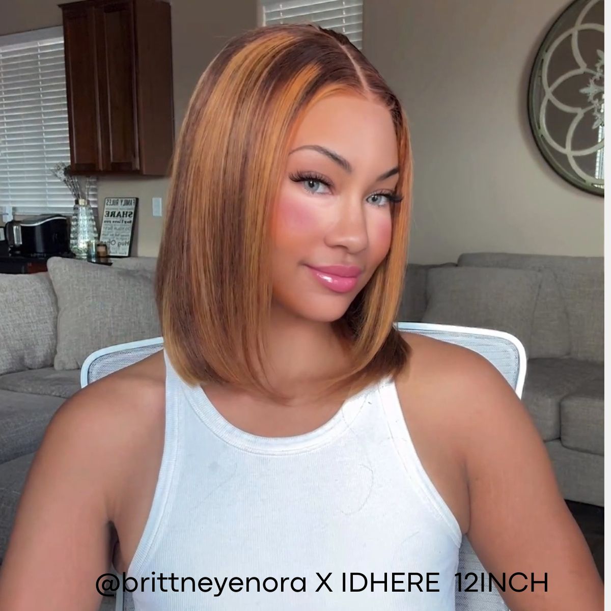 IDHERE Highlight 4/27 Ombre Bob Straight 13x4 Lace Front Ombre Real Human Hair Wigs Pre Plucked