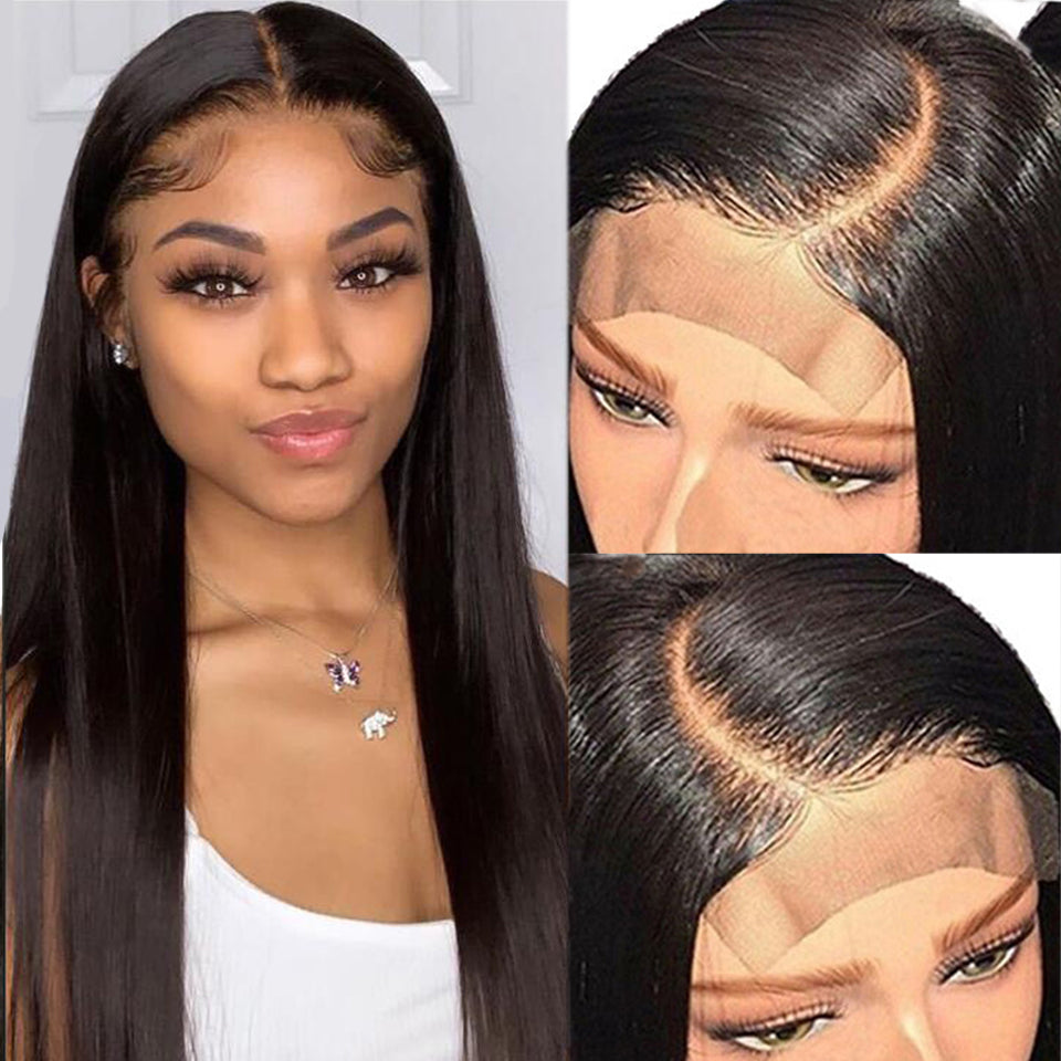 IDHERE Straight Lace Front Wigs Human Hair for Women 4x4 HD Transparent Lace Closure Wigs