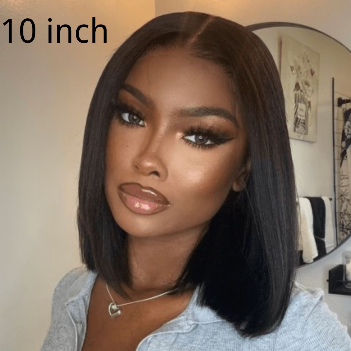 IDHERE Yaki Straight Glueless Bob 5X5 Lace Wigs Pre Plucked Kinky Straight Lace Closure Wig Virgin Human Hair 180% Density