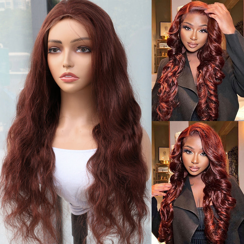 IDHERE Reddish Brown Lace Front Wigs Human Hair 13x4 Body Wave Wigs Human Hair Wig