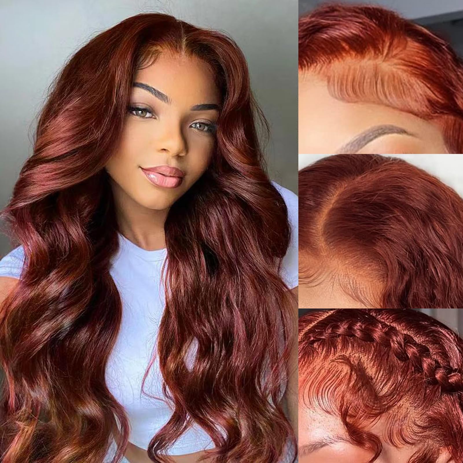 IDHERE Reddish Brown Lace Front Wigs Human Hair 13x4 Body Wave Wigs Human Hair Wig