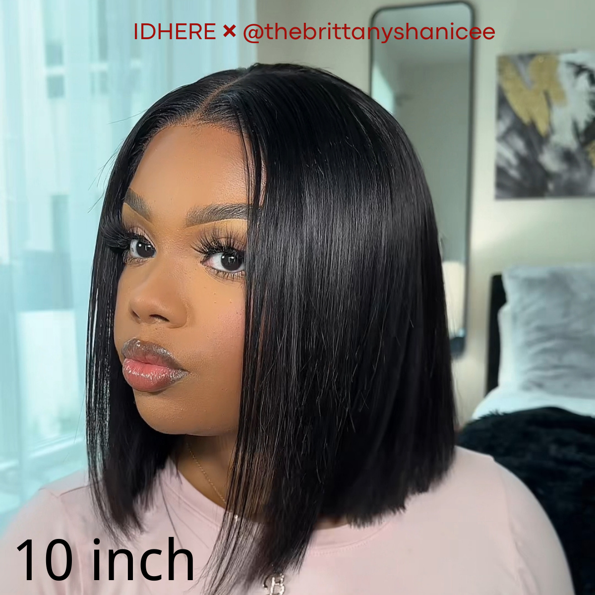 IDHERE 12A Bone Hair 4x4 Lace Bob Wigs Short Straight 100% Human Virgin Hair Wigs