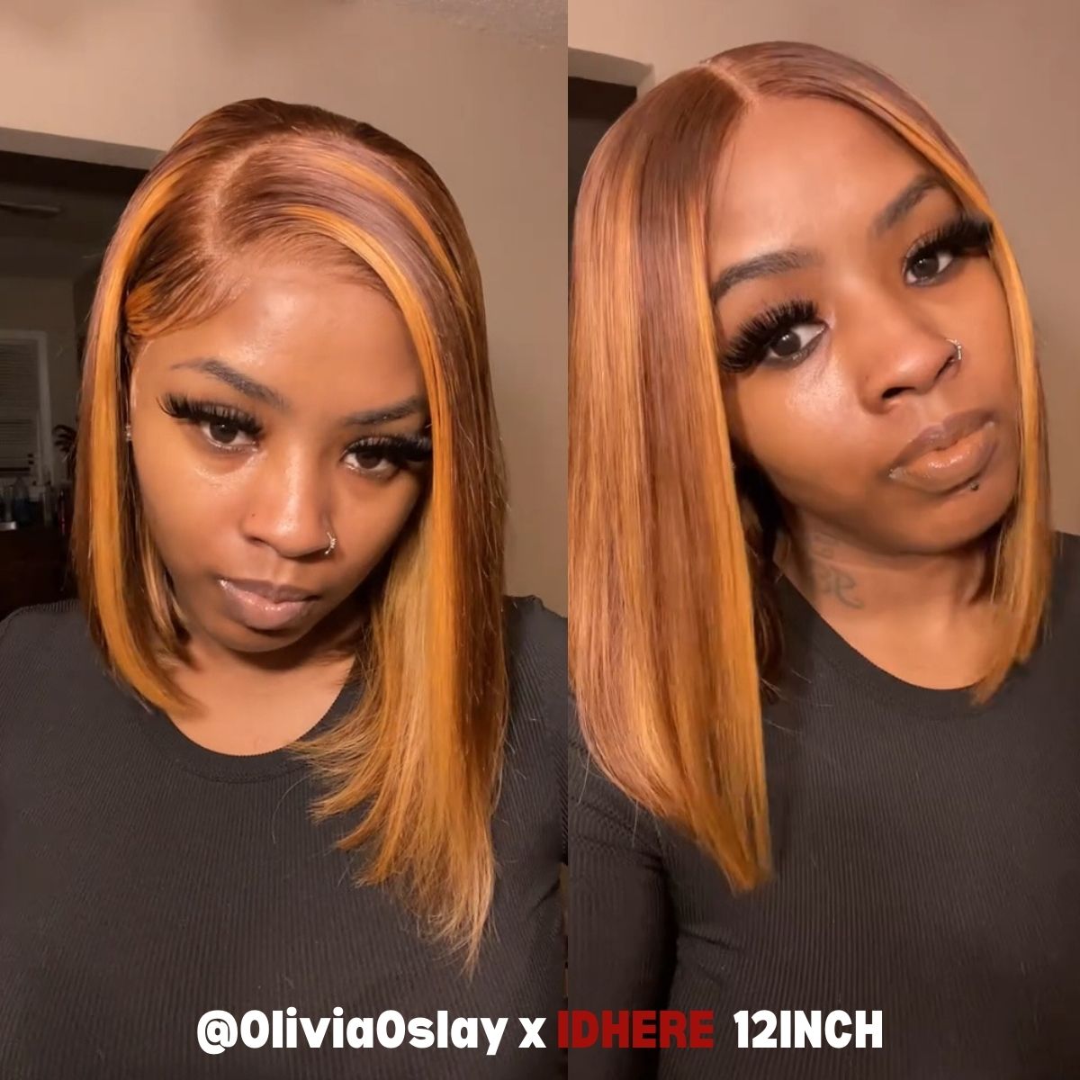 IDHERE Highlight 4/27 Ombre Bob Straight 13x4 Lace Front Ombre Real Human Hair Wigs Pre Plucked