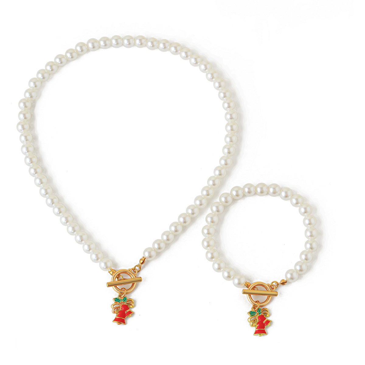 IDHERE 2PCS Christmas Tree Women Pearls Jewelry Necklace Bracelet Set