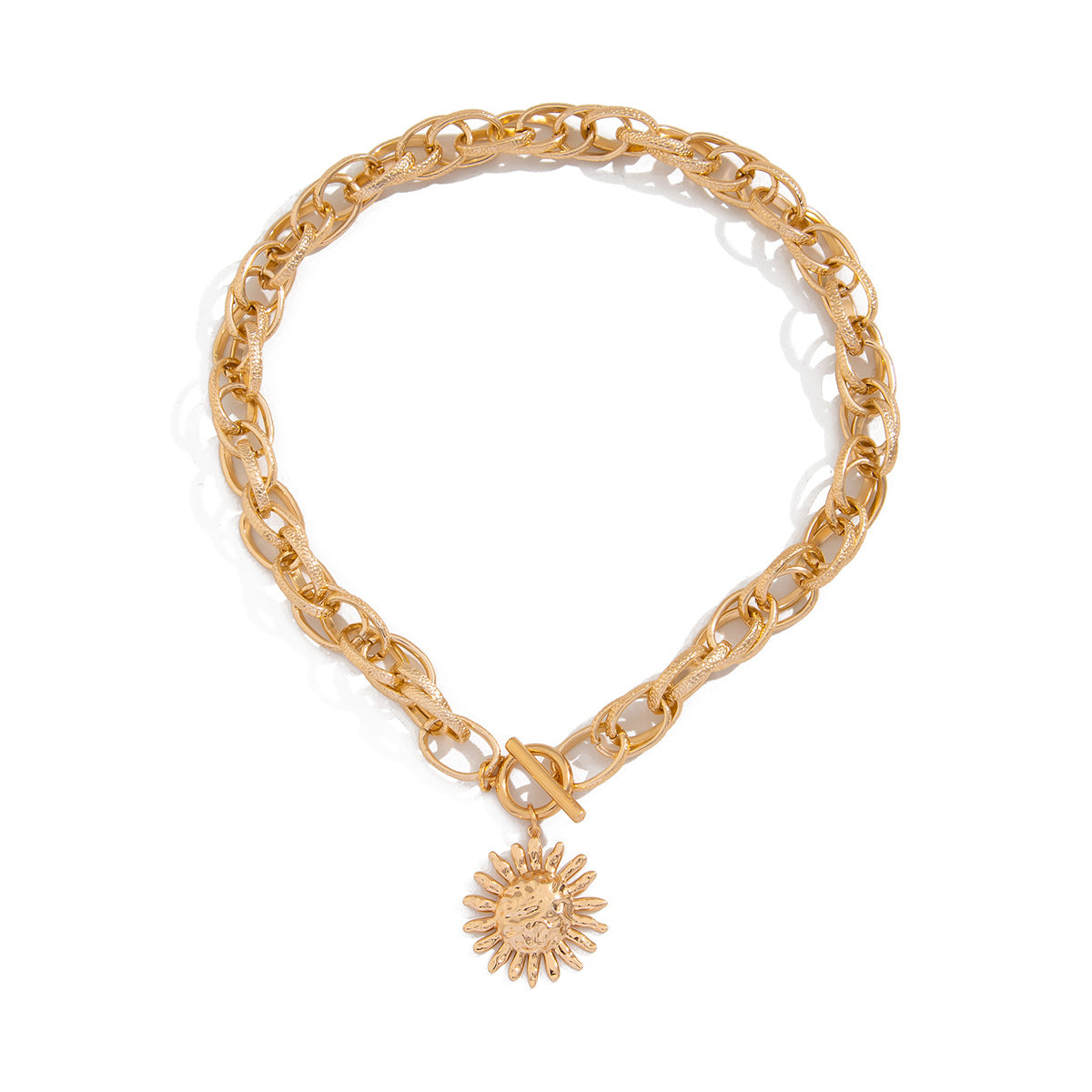 IDHERE Literary Retro Sunflower Pendant Necklace Women Fashion