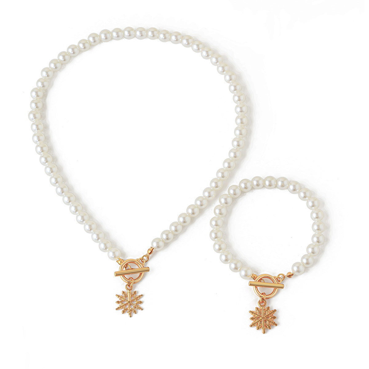 IDHERE 2PCS Christmas Tree Women Pearls Jewelry Necklace Bracelet Set