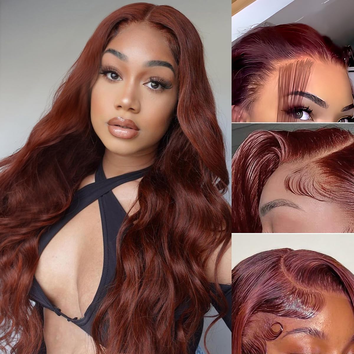 IDHERE Reddish Brown Lace Front Wigs Human Hair 13x4 Body Wave Wigs Human Hair Wig