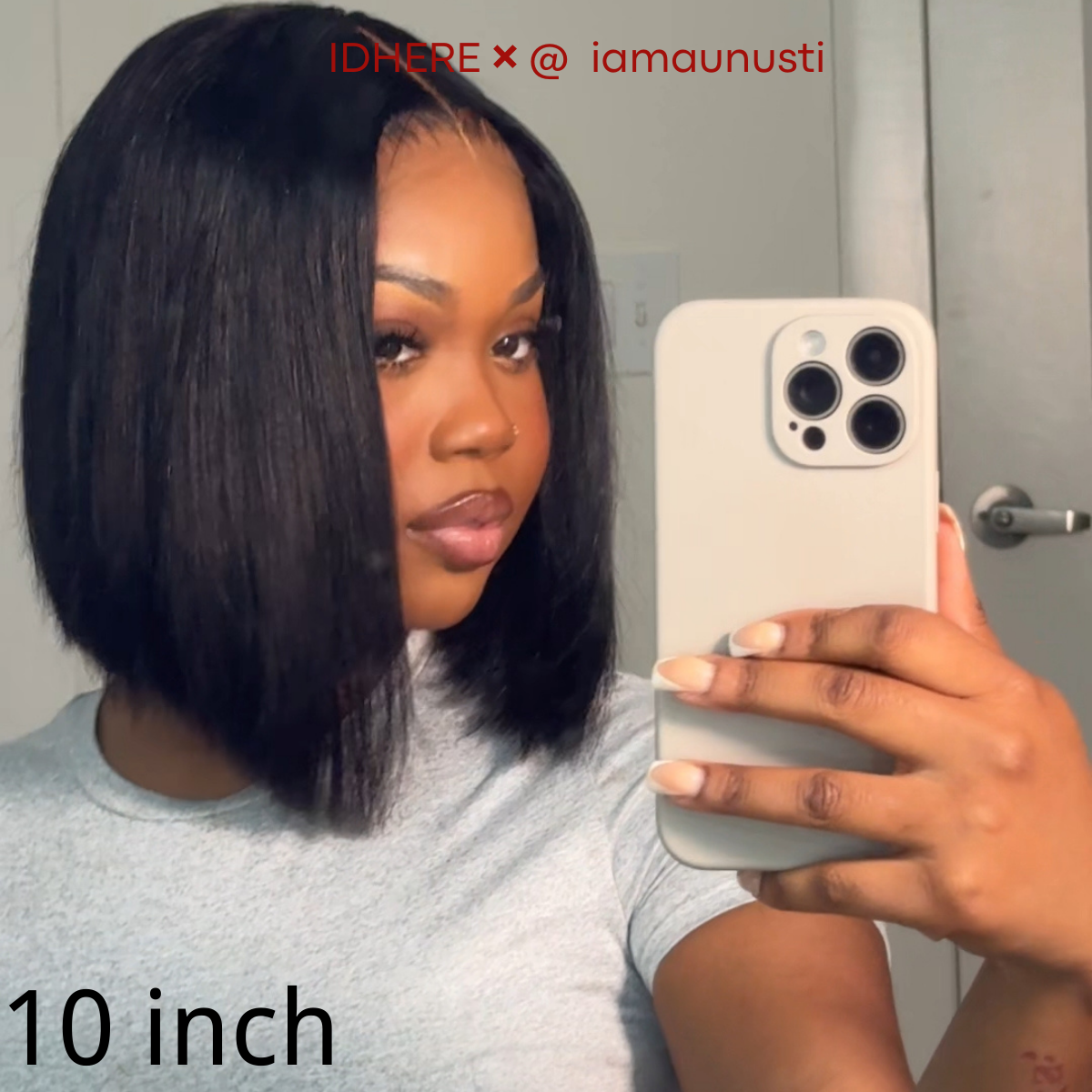 IDHERE 12A Bone Hair 4x4 Lace Bob Wigs Short Straight 100% Human Virgin Hair Wigs