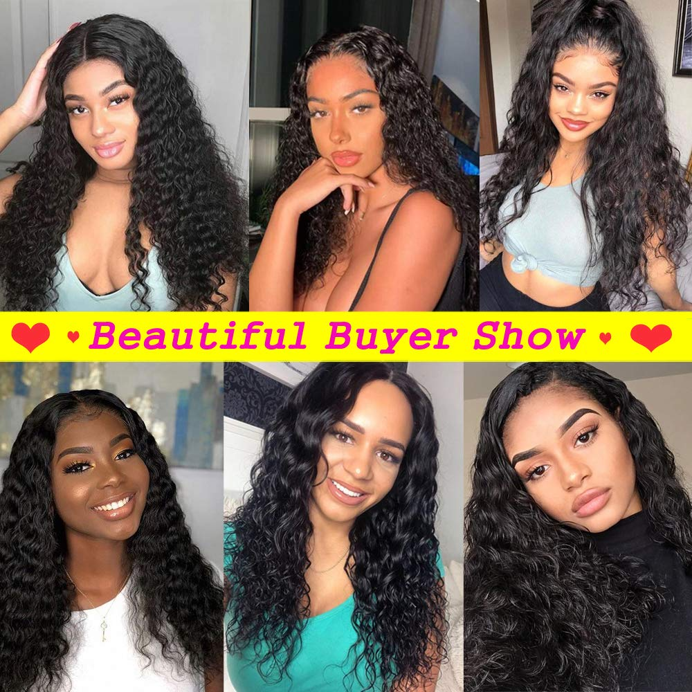 IDHERE Water Wave Bundles Human Hair 4 Bundles 14A Brazilian Virgin Hair Wet and Wavy Human Hair Bundles
