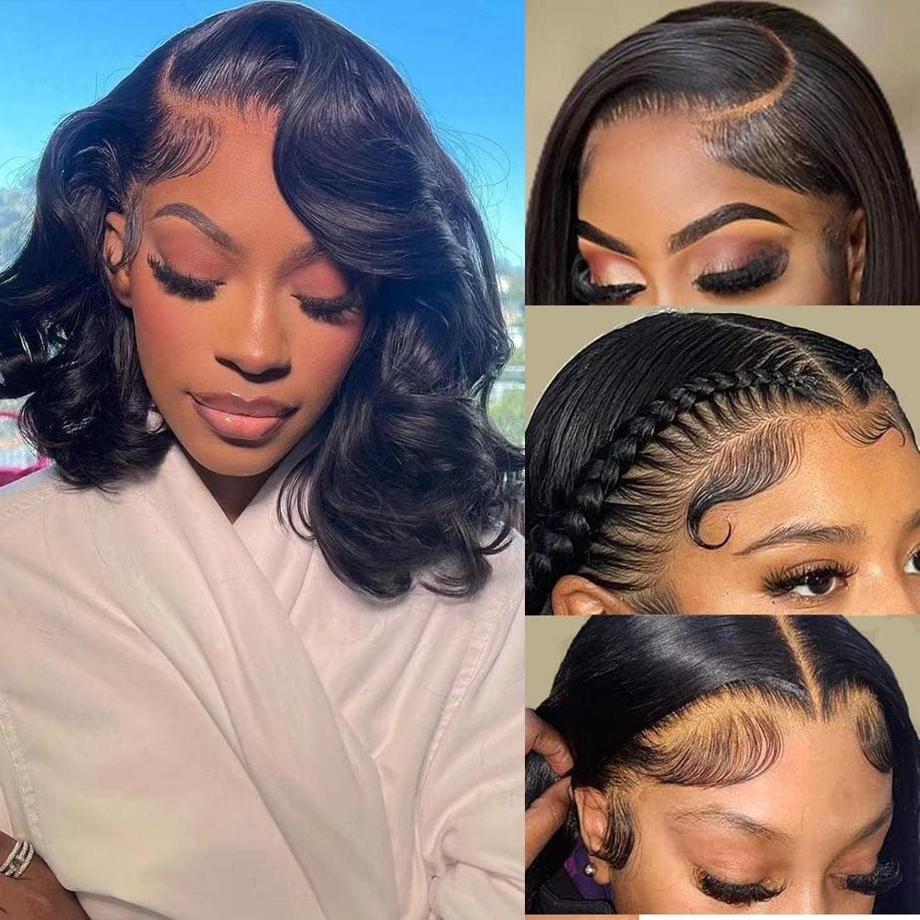 IDHERE 13x4 #1 Body Wave Bob Wig Human Hair Lace Front Wigs for Black Women Pre Plucked 180% Density