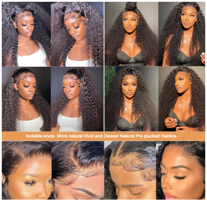 IDHERE 13x6 Kinky Curly Lace Front Wigs Virgin Human Hair HD Transparent Curly Lace Frontal Wig