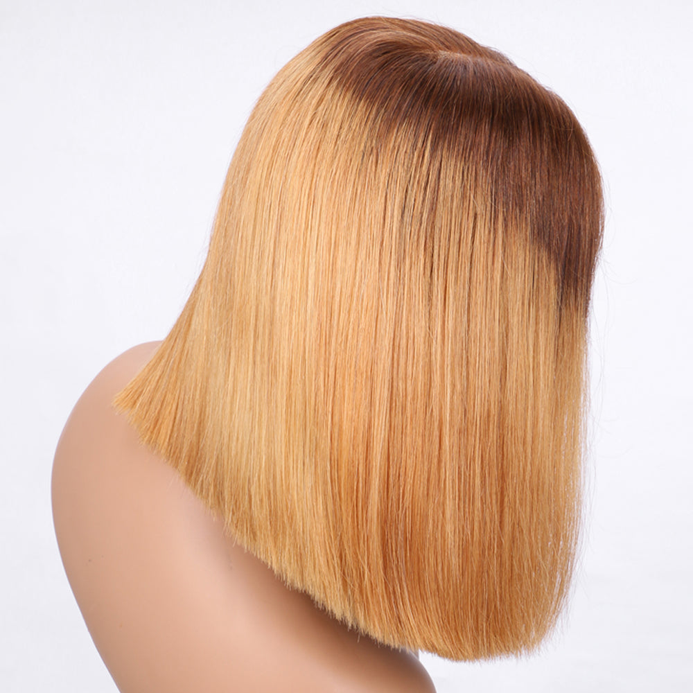 IDHERE 12A Bone Hair Series Highlight Ombre Bob Wig Human Hair 5x5 Closure Wigs T4/27 Colored Honey Blonde Lace Front Human Hair Wig