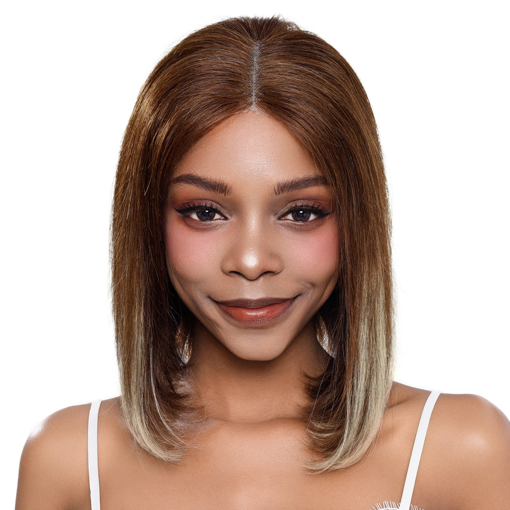 IDHERE Highlight Ombre Lace Front Bob Wig Human Hair Straight Hair Lace Closure Wigs