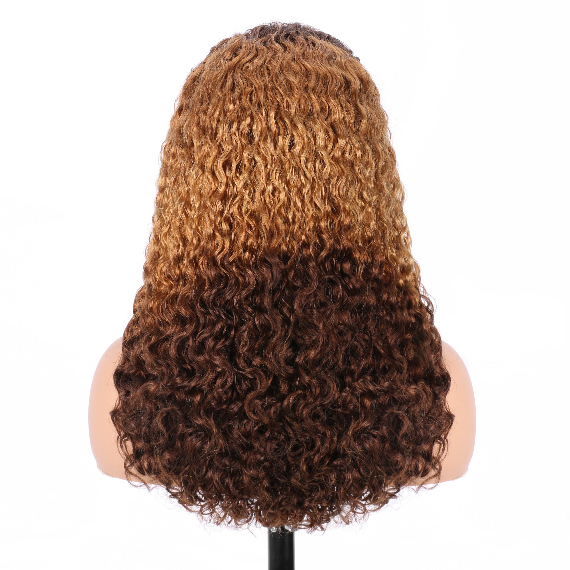 IDHERE New Super Double Drawn Pixie Curly T4/27/4 Honey Blonde 13x4 Lace Frontal Human Hair Wig