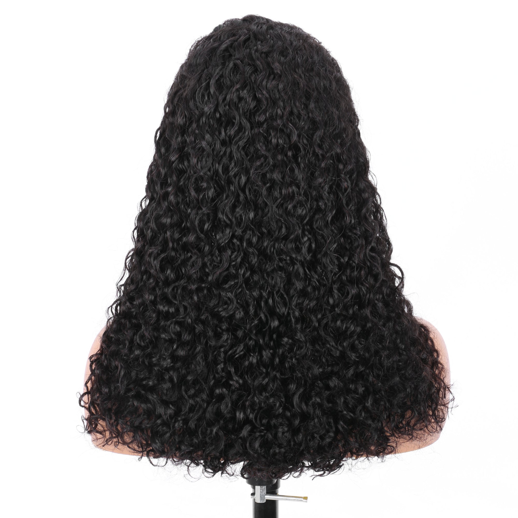IDHERE New Super Double Drawn Pixie Curly #1B Natural Black 13x4 Lace Frontal Human Hair Wig