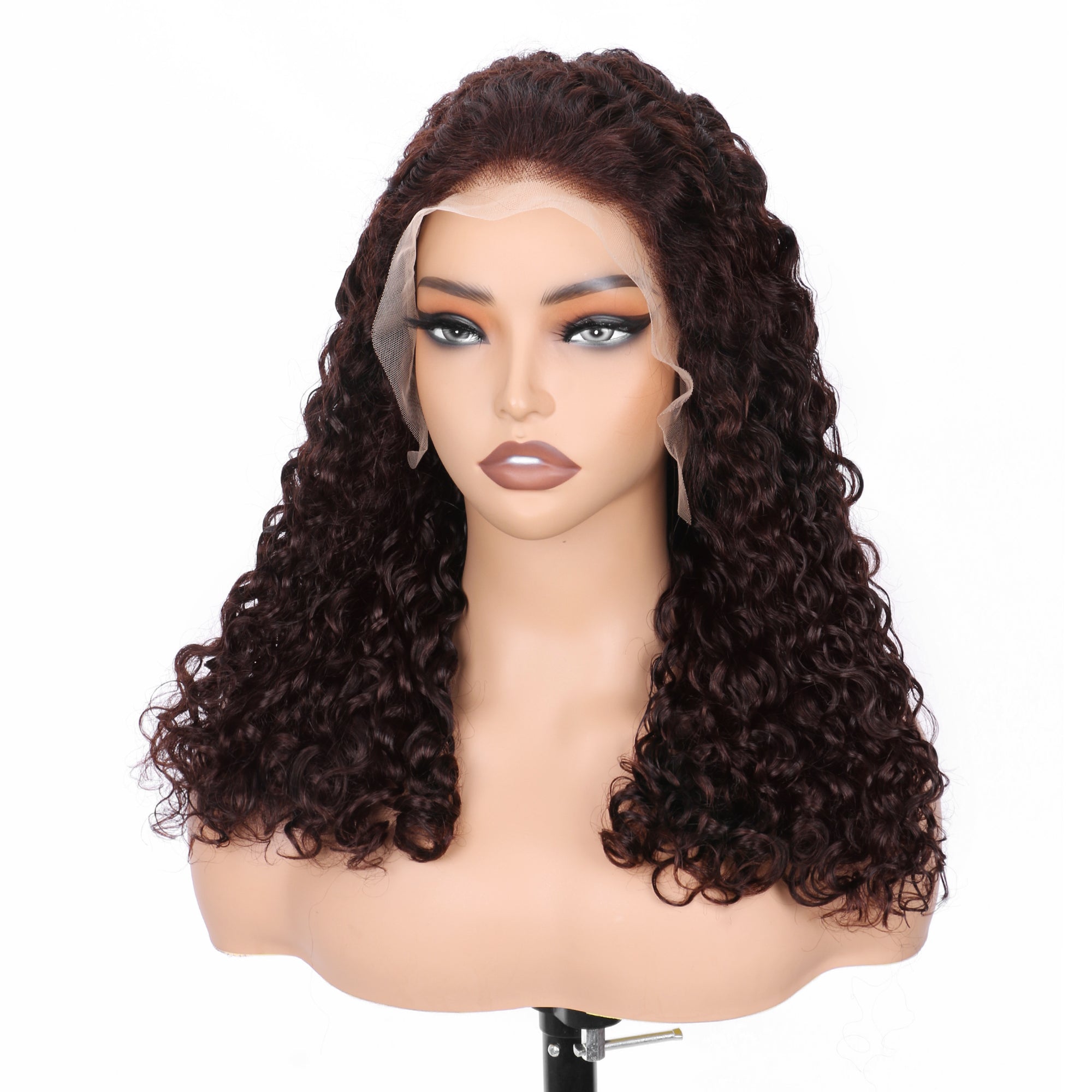 IDHERE New Super Double Drawn Pixie Curly #4 Honey Brown 13x4 Lace Frontal Human Hair Wig