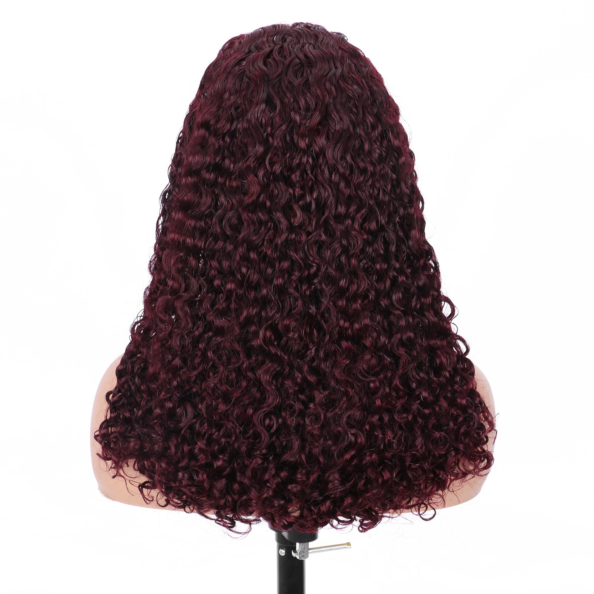 IDHERE New Super Double Drawn Pixie Curly #99j Burgundy 13x4 Lace Frontal Human Hair Wig