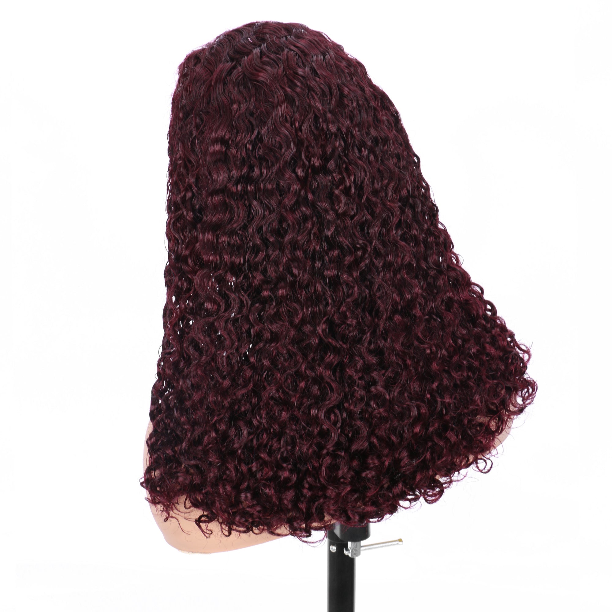 IDHERE New Super Double Drawn Pixie Curly #99j Burgundy 13x4 Lace Frontal Human Hair Wig