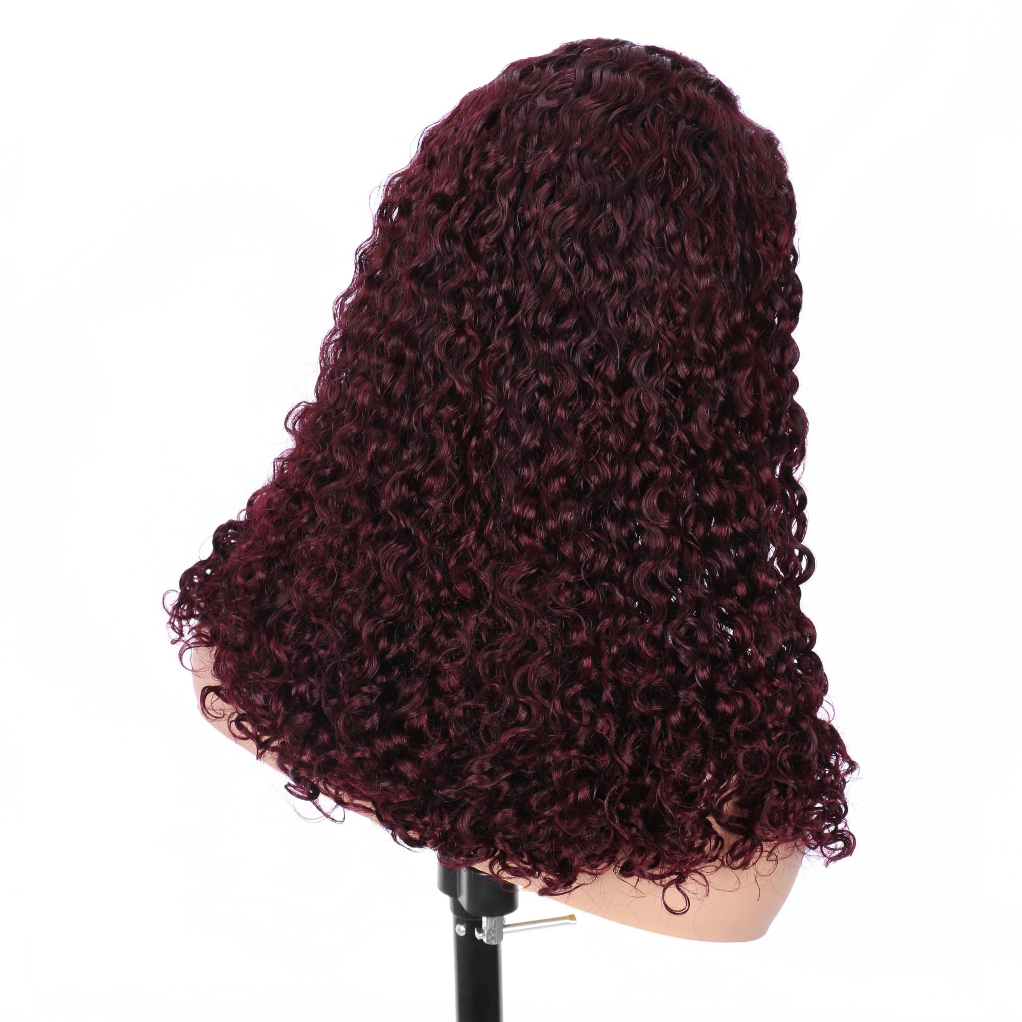 IDHERE New Super Double Drawn Pixie Curly #99j Burgundy 13x4 Lace Frontal Human Hair Wig