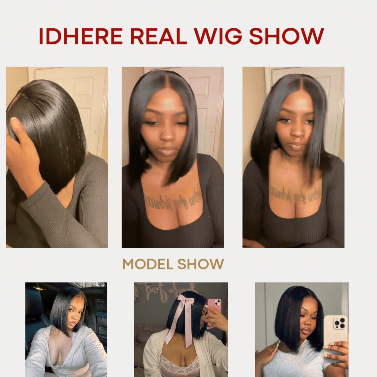 IDHERE 12A Bone Hair 4x4 Lace Bob Wigs Short Straight 100% Human Virgin Hair Wigs