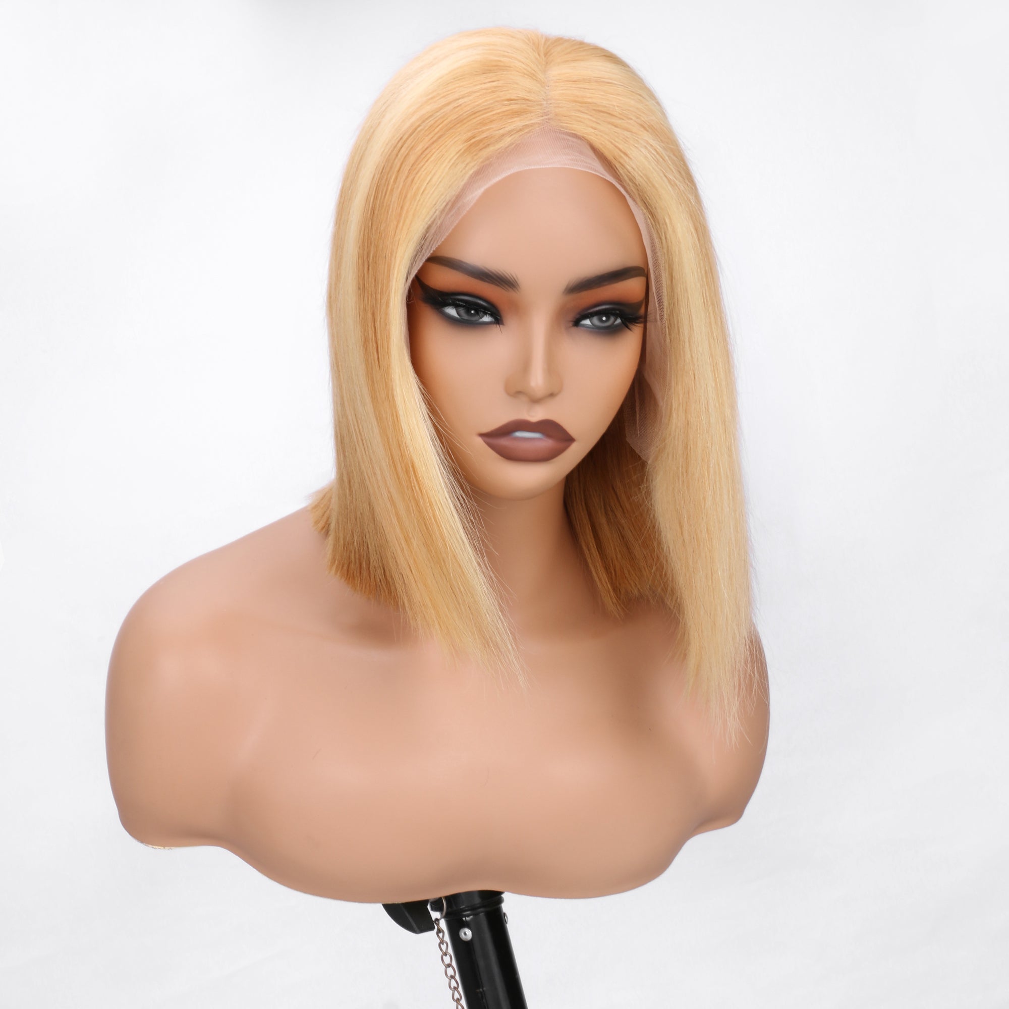 IDHERE 12A Bone Hair 13x4 Lace Bob Wigs 27/613 Short Straight 100% Human Virgin Hair Wigs