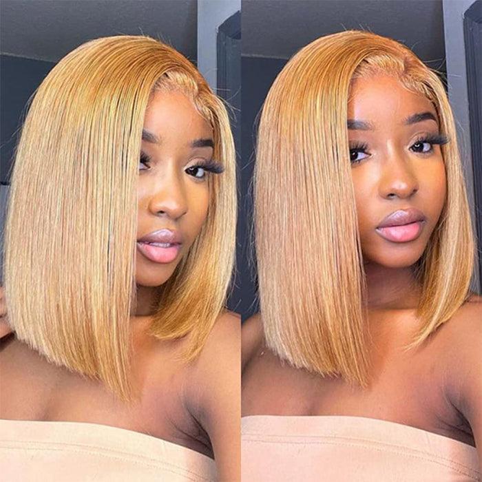 IDHERE 12A Bone Hair 13x4 Lace Bob Wigs 27/613 Short Straight 100% Human Virgin Hair Wigs