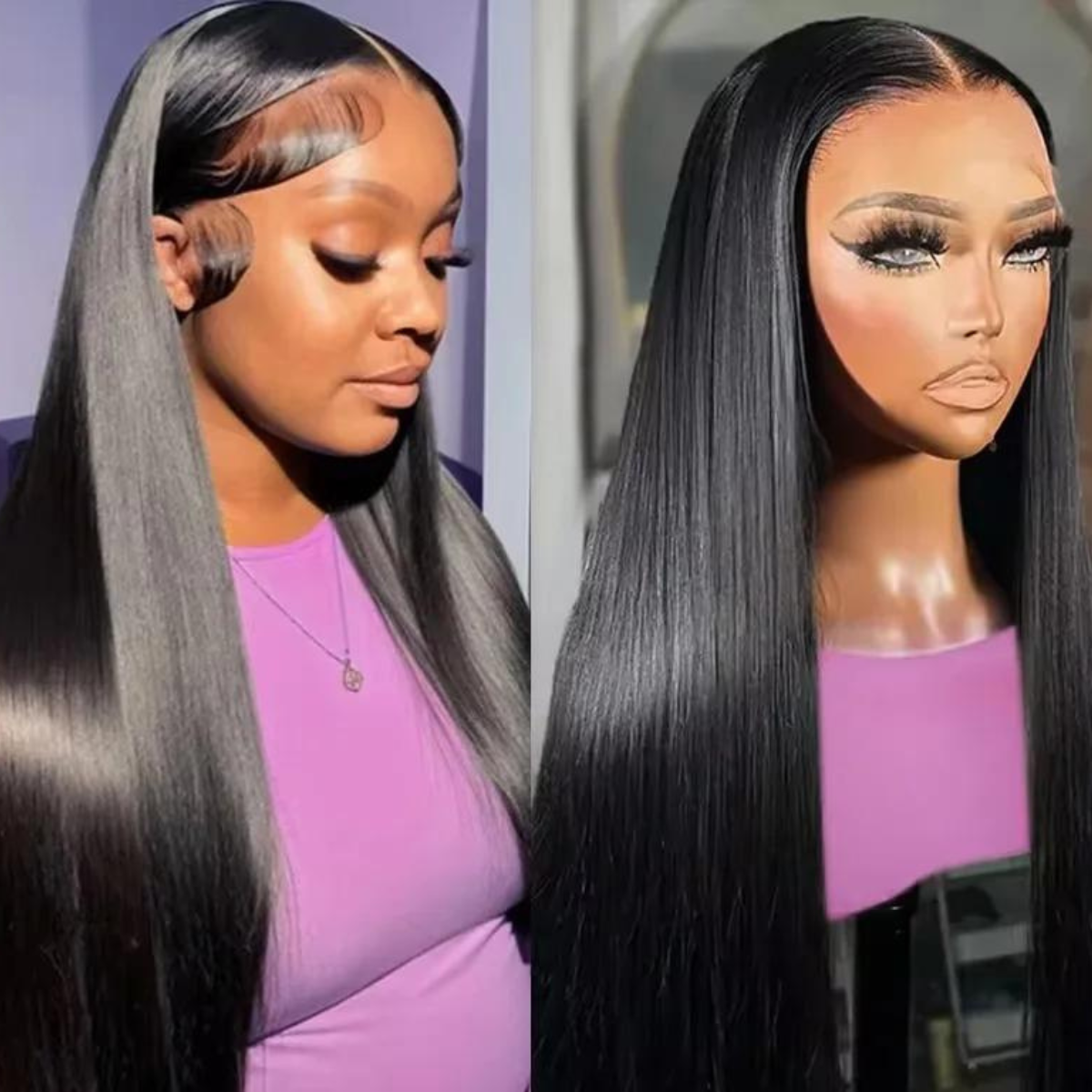 IDHERE 12A Bone Hair Series Natural Black 13x4 Lace Straight One Cut 100% Human Virgin Hair Wigs