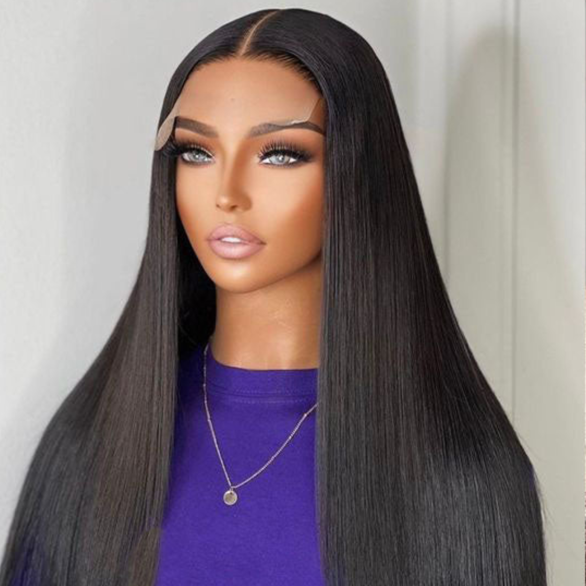 IDHERE 12A Bone Hair Series Natural Black 5x5 Lace Straight One Cut 100% Human Virgin Hair Wigs