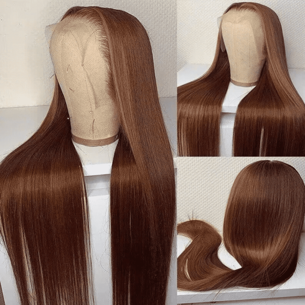 IDHERE 12A Bone Hair Series Chocolate Brown 13x4 Lace Straight One Cut 100% Human Virgin Hair Wigs