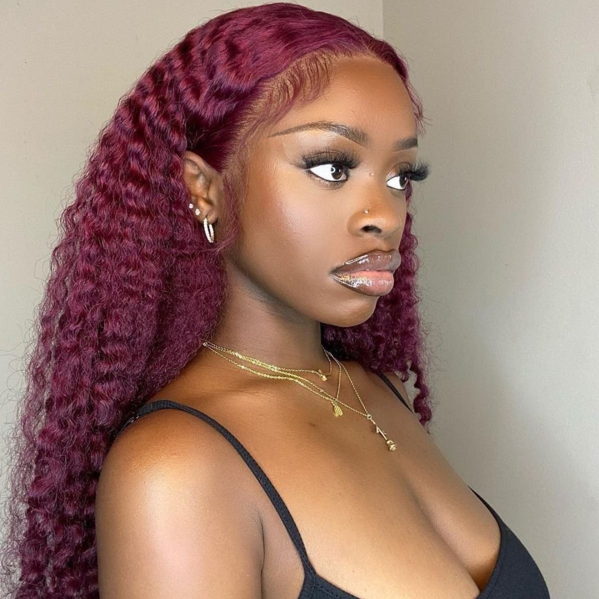 IDHERE 99J Burgundy Wig Human Hair 13x4/13x6 Lace Curly Wig Auburn Deep Wave Human Hair Wigs