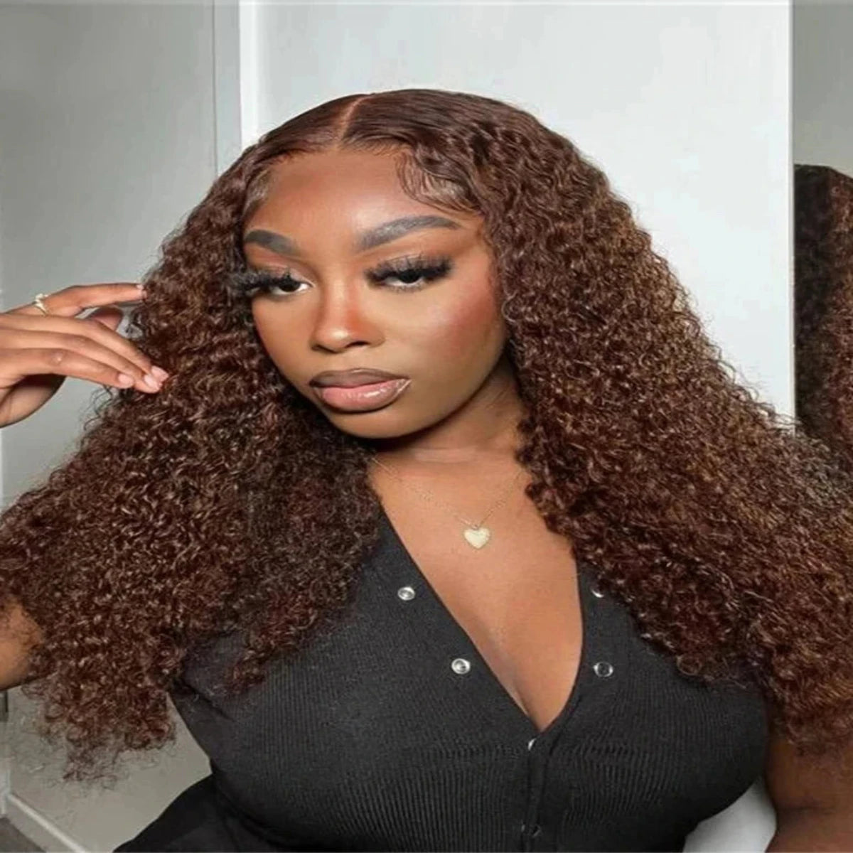 IDHERE Chocolate Brown Wig Human Hair 13x4/13x6 Curly Wig Deep Wave Human Hair Wigs