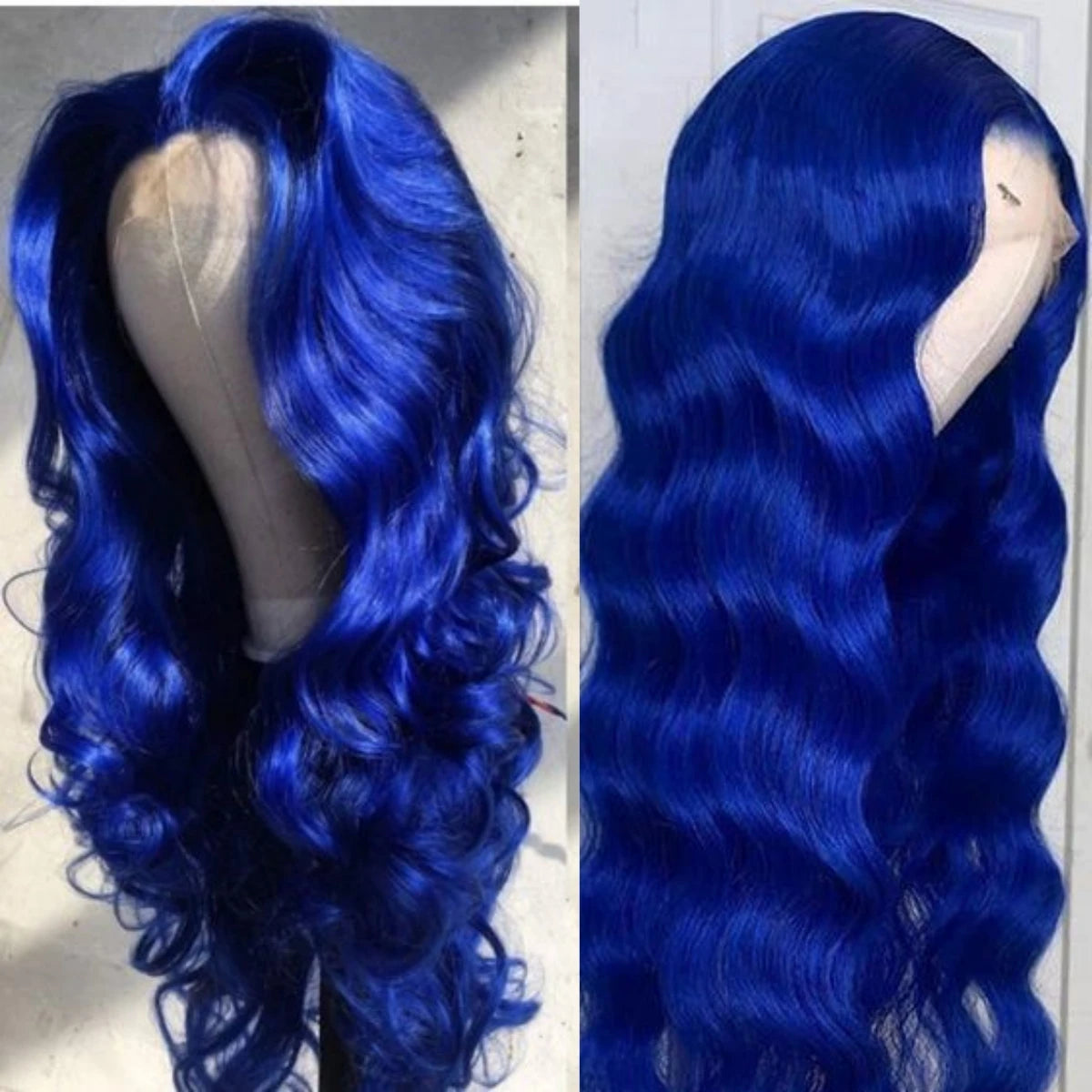 IDHERE Trendy Blue Human Hair 13x6 HD Body Wave Lace Front Wigs