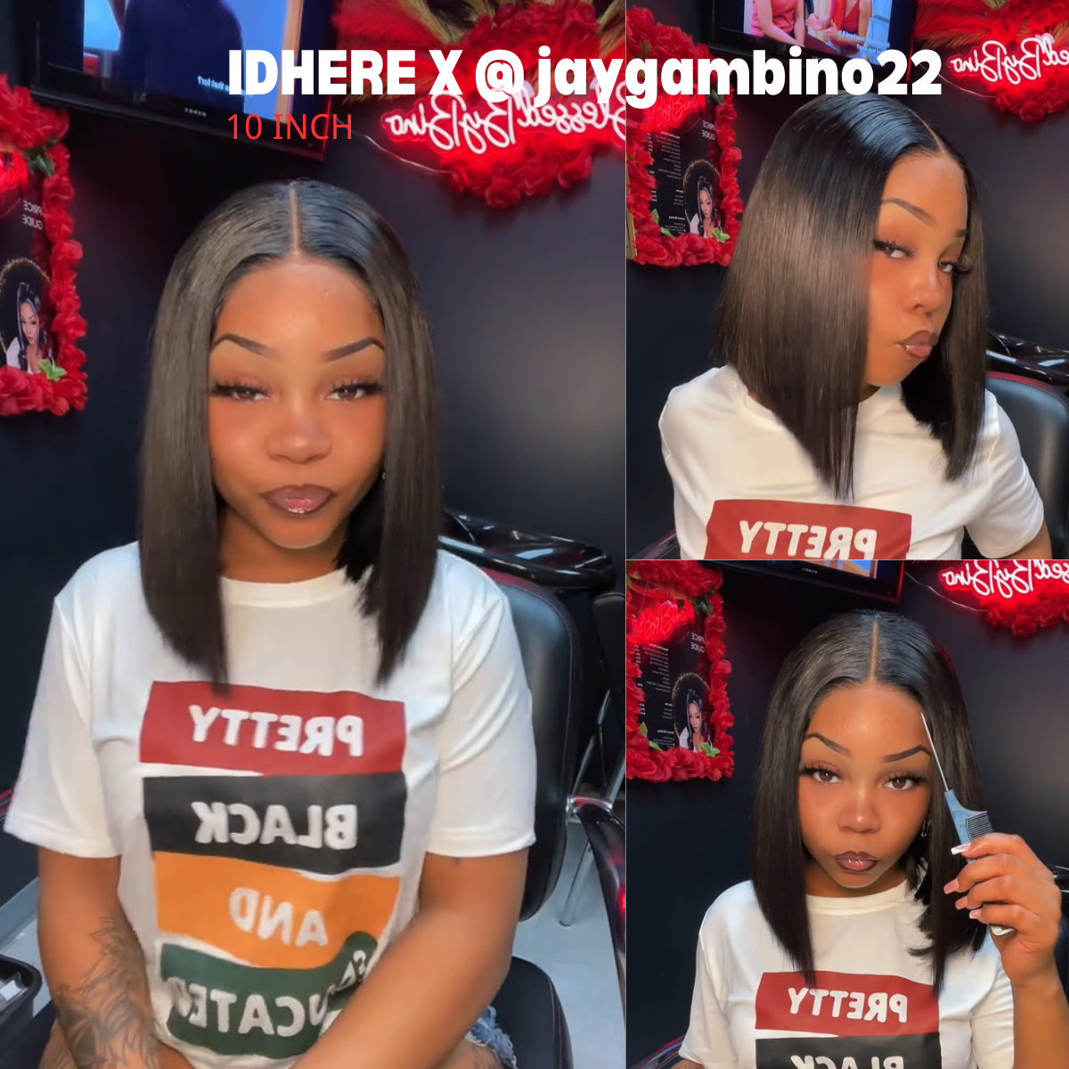 IDHERE 12A Bone Hair 4x4 Lace Bob Wigs Short Straight 100% Human Virgin Hair Wigs