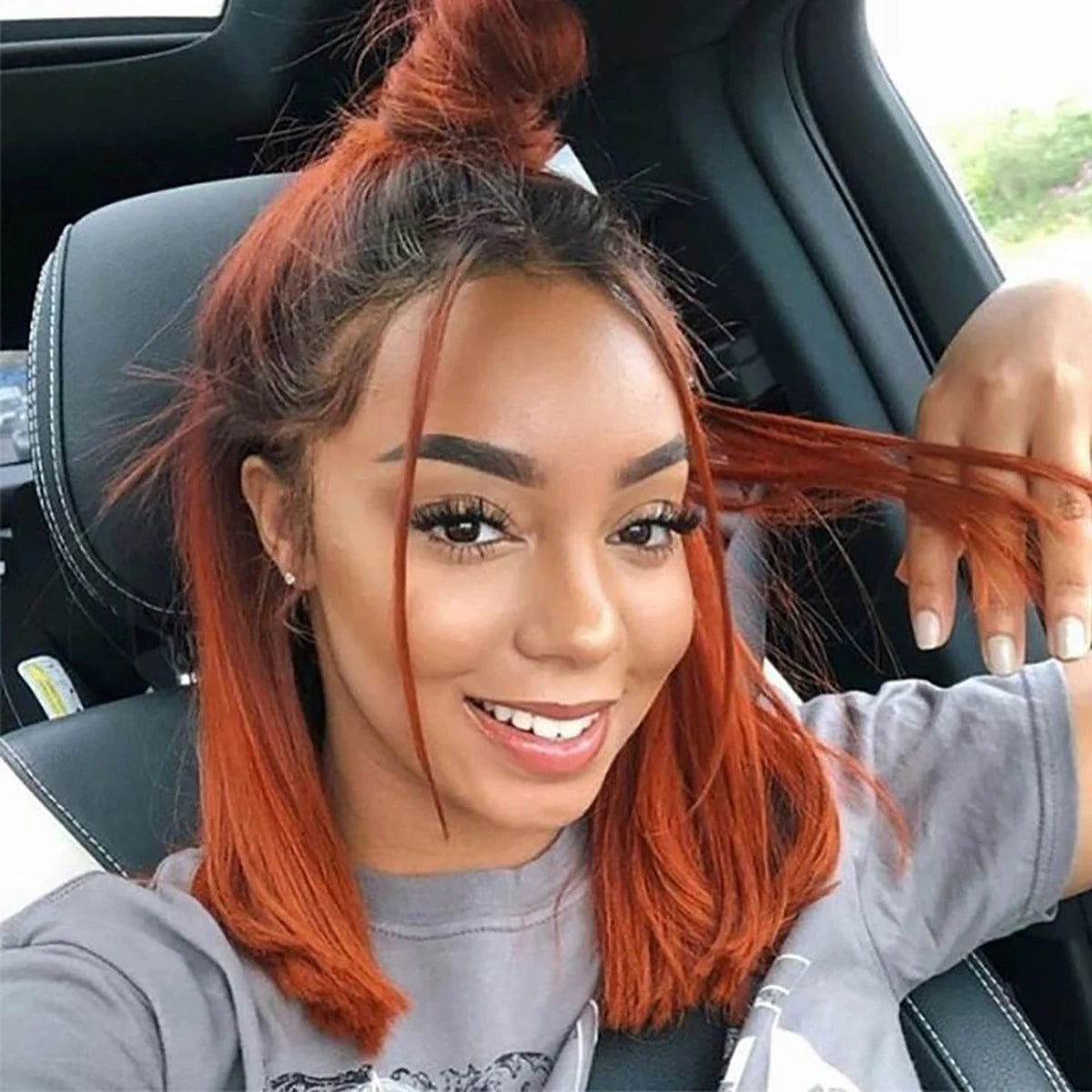 IDHERE Highlight Ombre 13x6 Straight Human Hair Wig 1B/350 Honey Blonde Lace Front Wigs