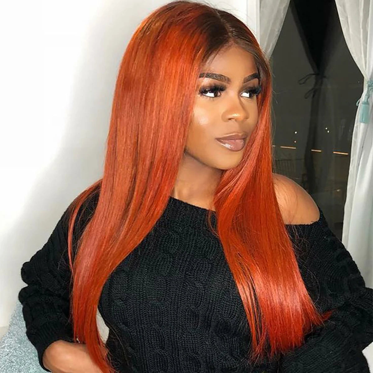 IDHERE Highlight Ombre 13x6 Straight Human Hair Wig 1B/350 Honey Blonde Lace Front Wigs