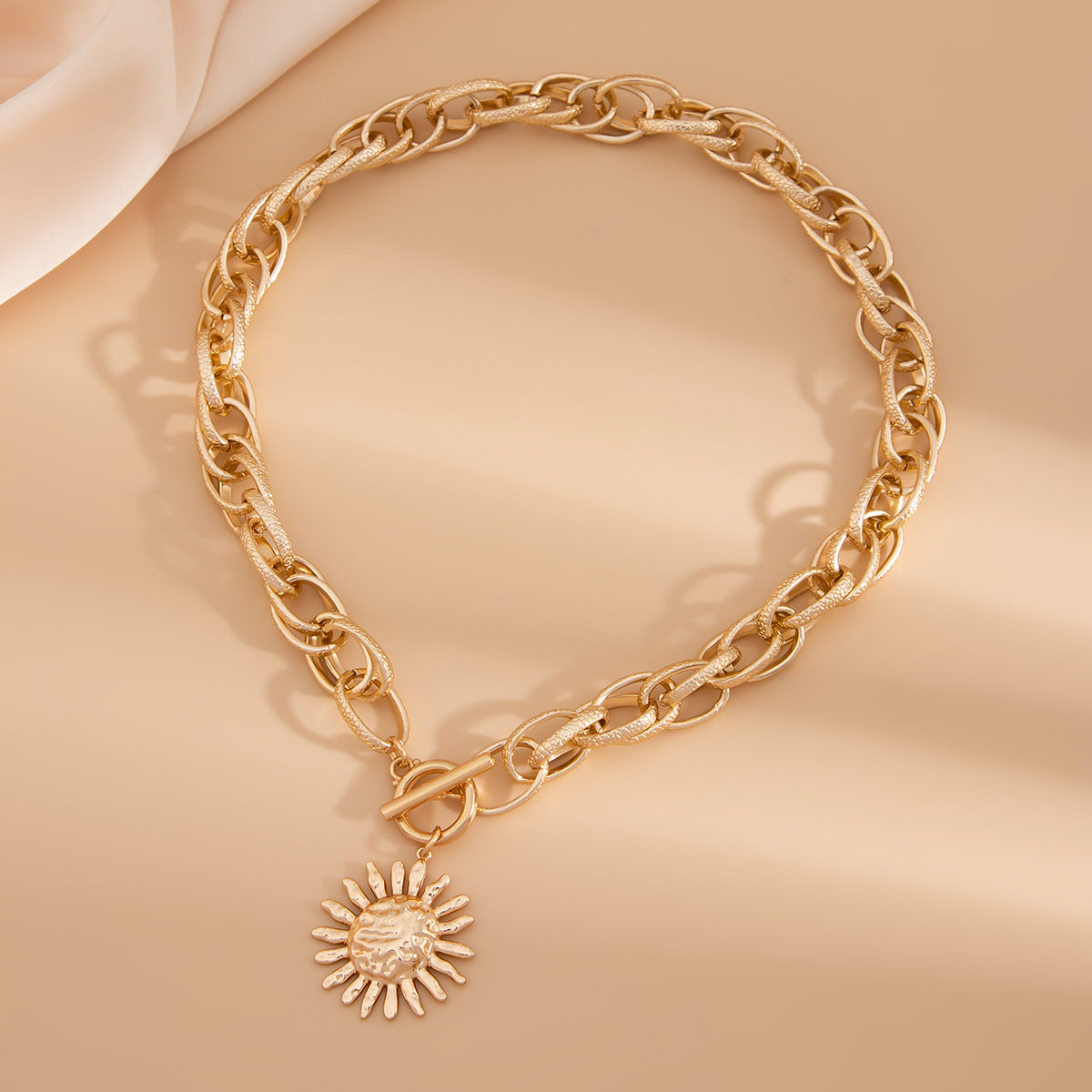 IDHERE Literary Retro Sunflower Pendant Necklace Women Fashion