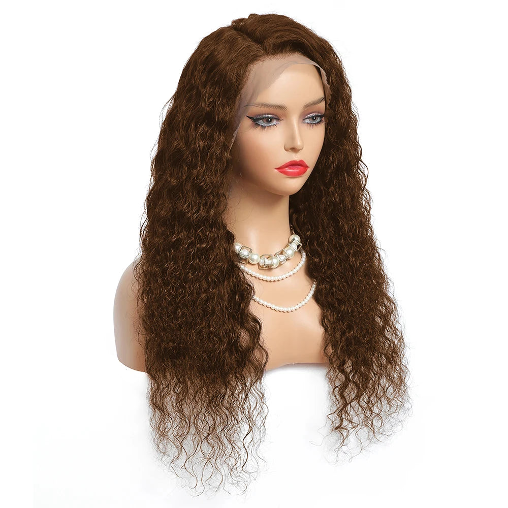 IDHERE Chocolate Brown Wig Human Hair 13x4/13x6 Curly Wig Deep Wave Human Hair Wigs