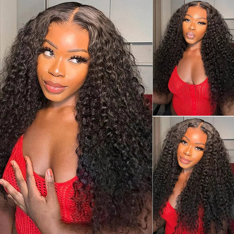 IDHERE Wear and Go 5x5 Lace Closure Glueless Wigs Human Hair Pre Cut Deep Wave Lace Front Wigs